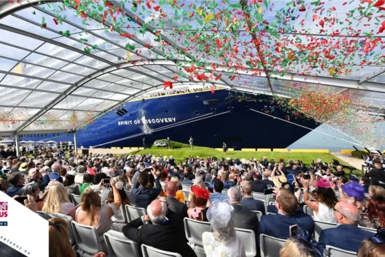 Neptunus on parade for Spirit of Discovery’s royal naming ceremony
